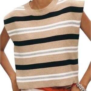 Maeve Tan Striped Knit top